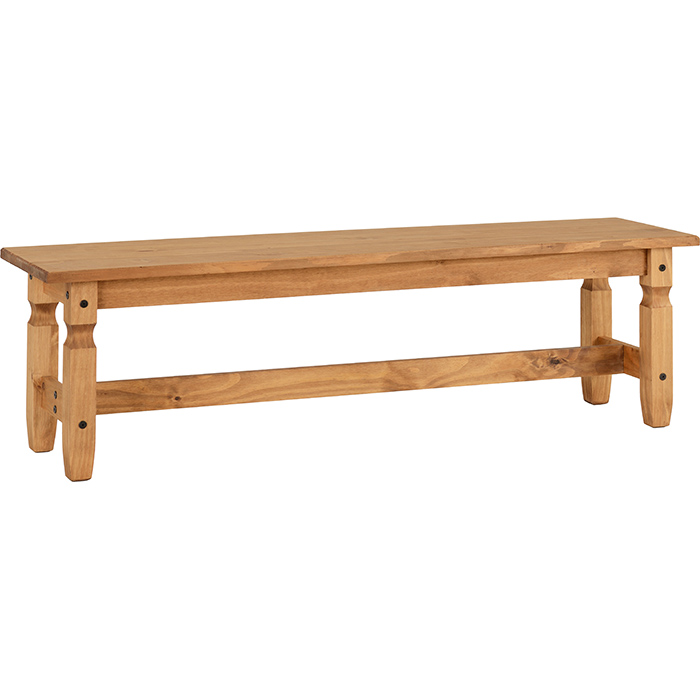 Corona 5' Dining Bench In Distressed Waxed Pine - Click Image to Close
